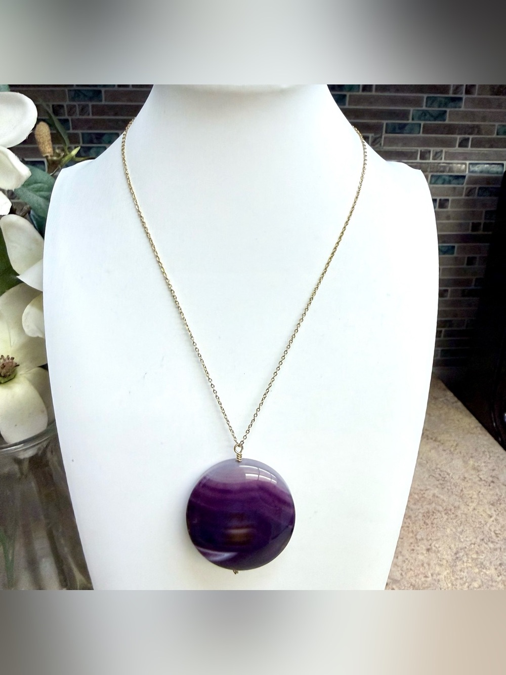 Large Amethyst pendant necklace